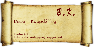 Beier Koppány névjegykártya
